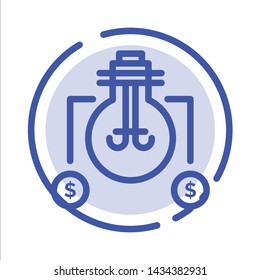 Bulb, Idea, Solution, Dollar Blue Dotted Line Line Icon