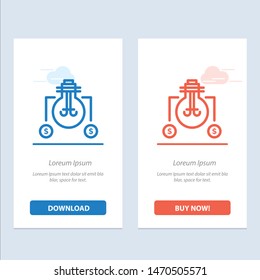 Bulb, Idea, Solution, Dollar  Blue and Red Download and Buy Now web Widget Card Template. Vector Icon Template background