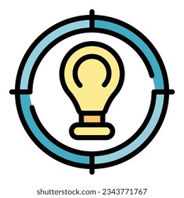 Bulb idea target icon outline vector. Fair trade. Expo stand color flat