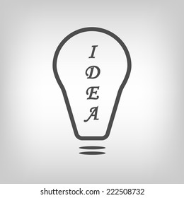 Bulb with idea text in grey colors