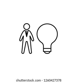 Bulb, idea, worker icon on white background. Can be used for web, logo, mobile app, UI, UX on white background