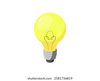 Bulb illustration design, symbol of an idea, electric bulb of lighting, symbol of creative thinking, innovation, discovery of physics, realistic bulb icon vector in yellow isolated on white background