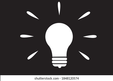 bulb illustration on black background. icon, idea, creativity concepton