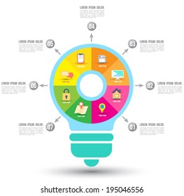 Bulb Infographics vector design template with flat icons. Can use for business concept or report.