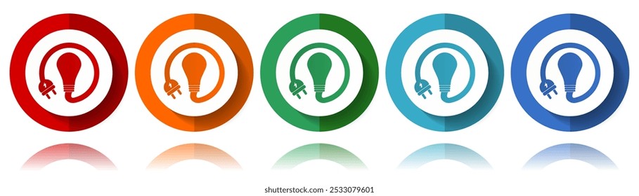 Bulb, innovation, electricity vector icons, flat icon set for logo design, webdesign and mobile applications, colorful web button collection in eps 10