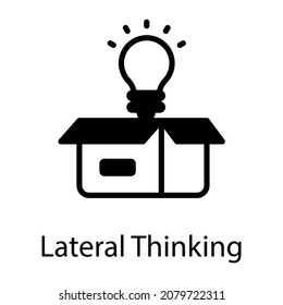 Bulb Inside Box, Lateral Thinking Solid Icon