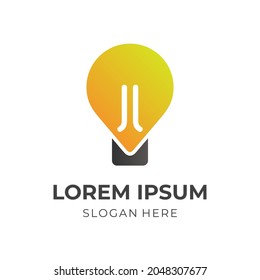 logotipo de inspiración bombilla vectorial con estilo de color amarillo y negro plano