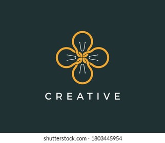 Logotipo abstracto vectorial aislado en masa de líneas