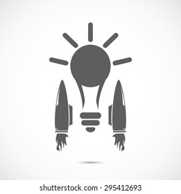Bulb with jet engines on the gray background