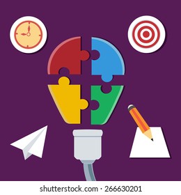 bulb and jigsaw / concept business / vector / illustration