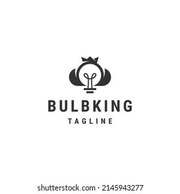 Plantilla de diseño de icono del logotipo de Bulb king vector plano