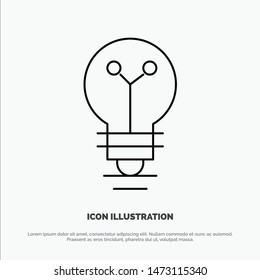 Bulb, Lab, Light, Biochemistry Line Icon Vector