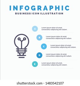 Bulb, Lab, Light, Biochemistry Line icon with 5 steps presentation infographics Background