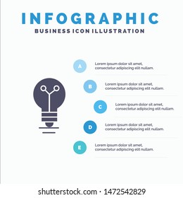 Bulb, Lab, Light, Biochemistry Solid Icon Infographics 5 Steps Presentation Background