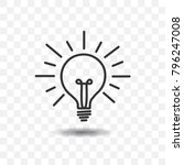 Bulb lam icon with shadow on transparent background.
