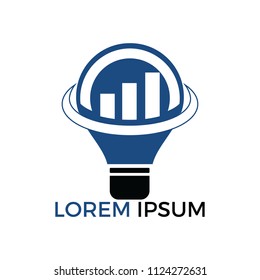Bulb lamp with arrow logo design. Marketing Logo with Bulb. Innovation idea symbol logo template.