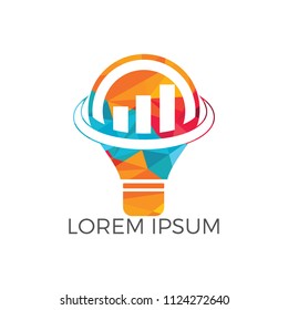 Bulb lamp with arrow logo design. Marketing Logo with Bulb. Innovation idea symbol logo template.