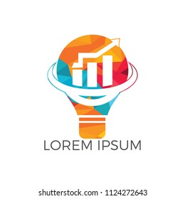 Bulb lamp with arrow logo design. Marketing Logo with Bulb. Innovation idea symbol logo template.