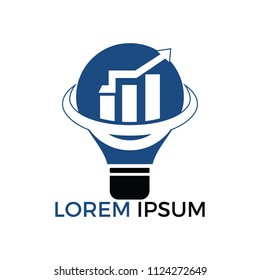 Bulb lamp with arrow logo design. Marketing Logo with Bulb. Innovation idea symbol logo template.