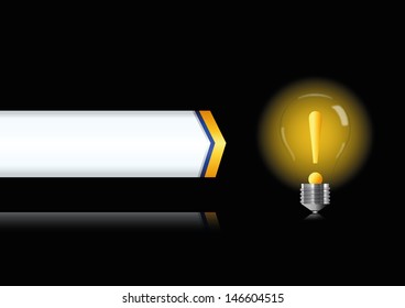 Bulb lamp with attention sign inside. Vector illustration
