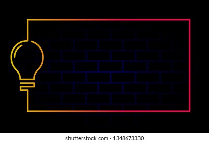 Bulb lamp background vector template. Graphic with neon and square. This graphic is suitable for typing text.