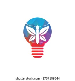 Bulb Lamp Butterfly vector logo design. Beauty salon vector logo creative illustration.