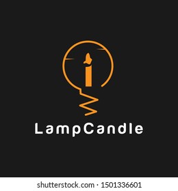 bulb lamp candle logo design ,vector think idea concept