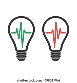 Bulb Lamp Cardiogram Pulse Logo Template Illustration Design. Vector EPS 10.