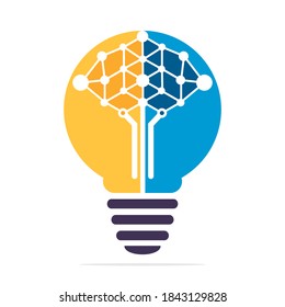 Bulb lamp Digital tree logo design concepts. Educational learning and technology companies logo.