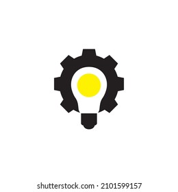 bulb lamp with egg and gear logo design vector graphic symbol icon sign illustration creative idea