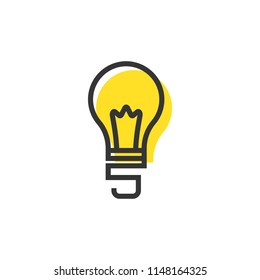 Bulb lamp energy with number 5 on the bottom logo icon line outline monoline color fil style