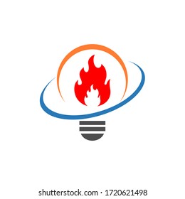Bulb lamp and fire logo design