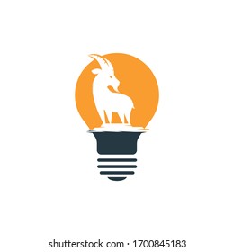 Diseño vectorial de la plantilla de logotipo de la cabra de la lámpara de la lámpara. El concepto del logo de una cabra barba