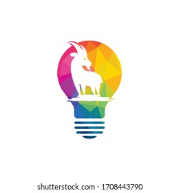 Bulb lamp Goat Logo Template vector design. A beard goat logo concept