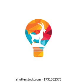 Bulb-Lampe Ziege Logo Vorlage Vektor-Design. Konzept eines Bartenziegenlogos