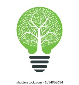 Bulb Lamp Heavy Green Tree Vector Template Design. Bulb Tree Vector Design.