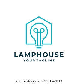Bulb lamp house logo and icon design vector.