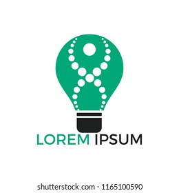 Bulb lamp and Human nature DNA and genetic logo design. Human health and care logo design. Nature idea innovation symbol.