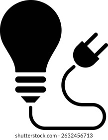 bulb lamp icon. Ecology bulb.a black and white light bulb with a plug