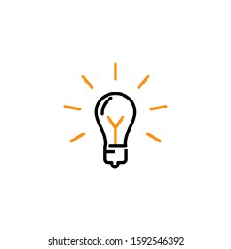 Bulb lamp icon. Line and two colour design template
