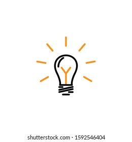 Bulb lamp icon. Line and two colour design template