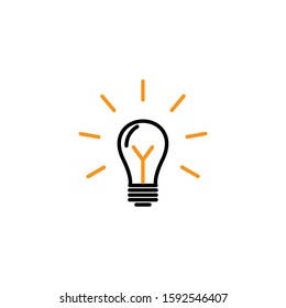 Bulb lamp icon. Line and two colour design template