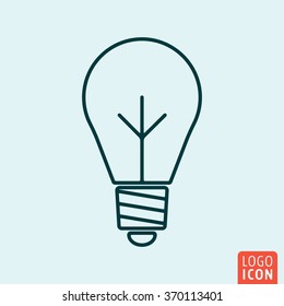 Bulb lamp Icon logo line flat design. Vector illustration.