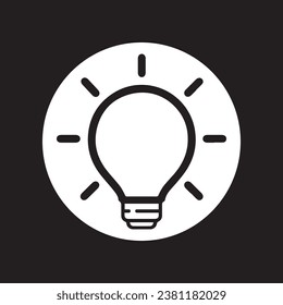 Bulb lamp icon vector. Idea bulb logo design. Bulb lamp vector icon illustration in circle isolated on black background