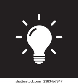 Bulb lamp icon vector. Idea bulb sign symbol vector. Bulb lamp vector icon illustration isolated on black background	
