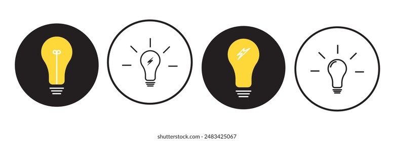 Bombilla, Vector de icono de lámpara. Símbolo de luz brillante
