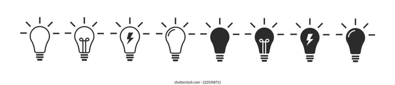 Bulb lamp icons collection. Idea symbol. Vector illustration