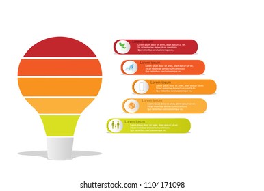 bulb lamp idea innovation info graphics , vector art and illustration, step to step go to success, earth, tree, phone, finance and tree icon, insert text in box.