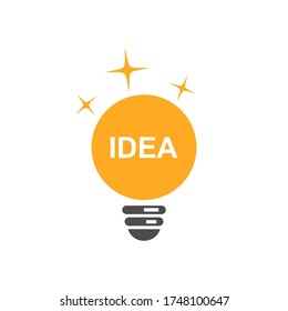 Bulb lamp with idea text icon in vector