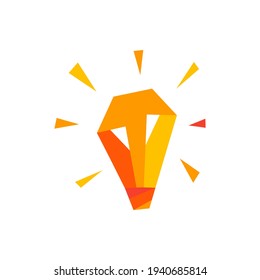 bulb lamp idea think geometric polygonal logo vector icon illustration